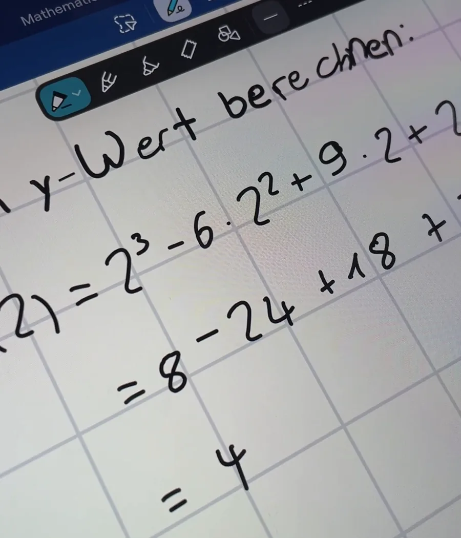 An exported calculation in GoodNotes, finished with the Apple Pencil: the added numbers and the result sit in the exported handwriting without standing out.